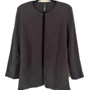 Eileen Fisher Long Line Wool Blend Open Faced Jacket Small